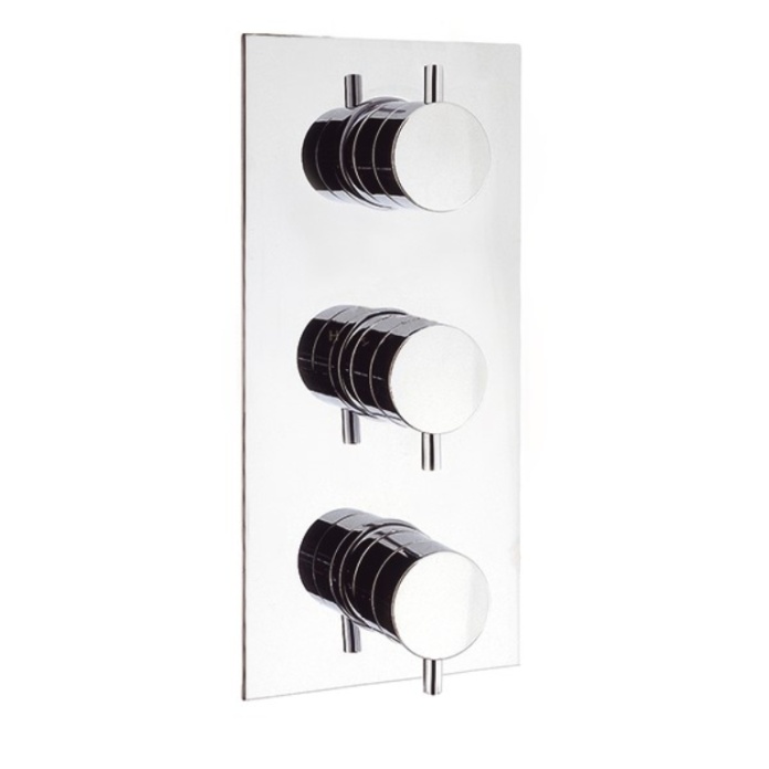 Product Cut out image of the Crosswater Kai Lever Portrait 3 Outlet 3 Handle Thermostatic Shower Valve